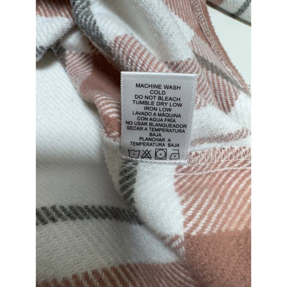 Love Tree Women’s Shacket Pink White Plaid Button Up Sz Large - Picture 7 of 8